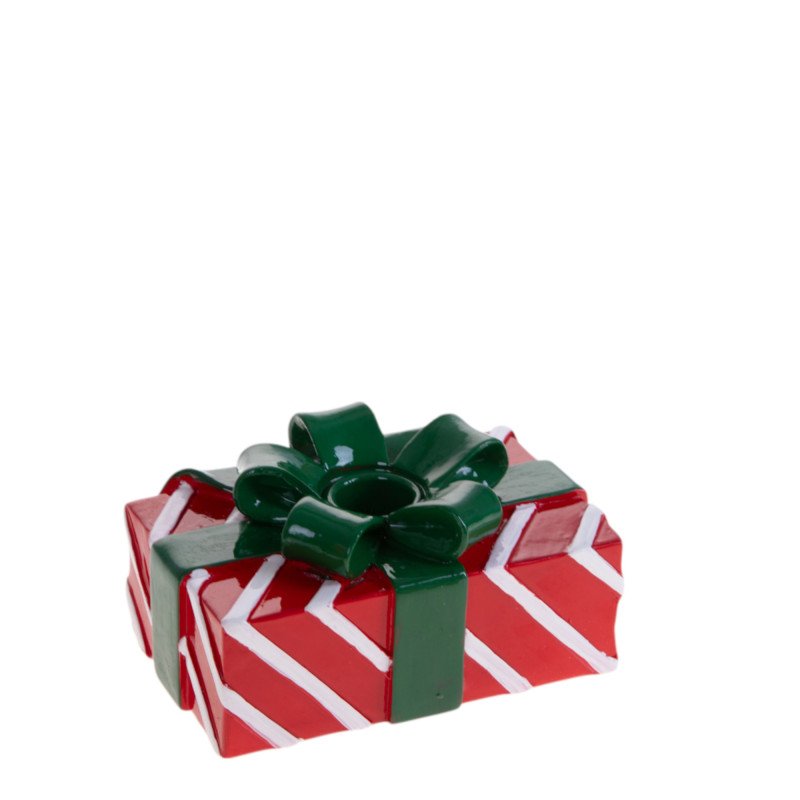 PORTA CANDELA PACCO REGALO RESINA - 80256